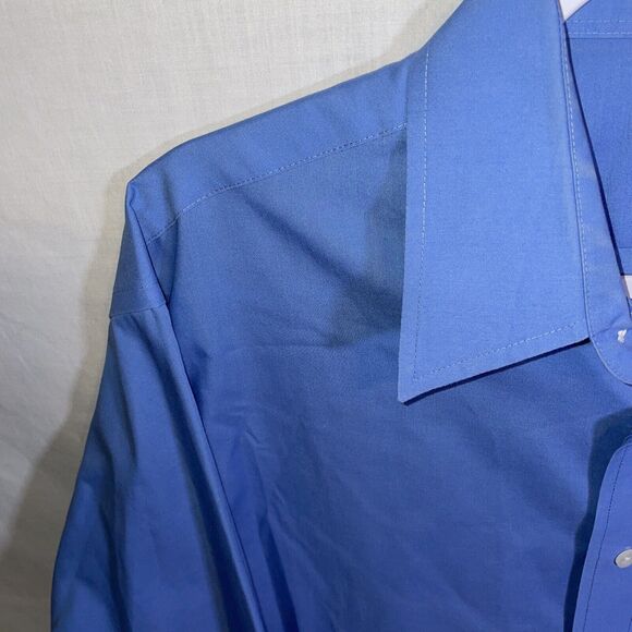 Croft & Barrow Dress Shirt Men’s Size Large Blue Cotton Broadcloth 16.5 32/33 LS - Picture 5 of 12